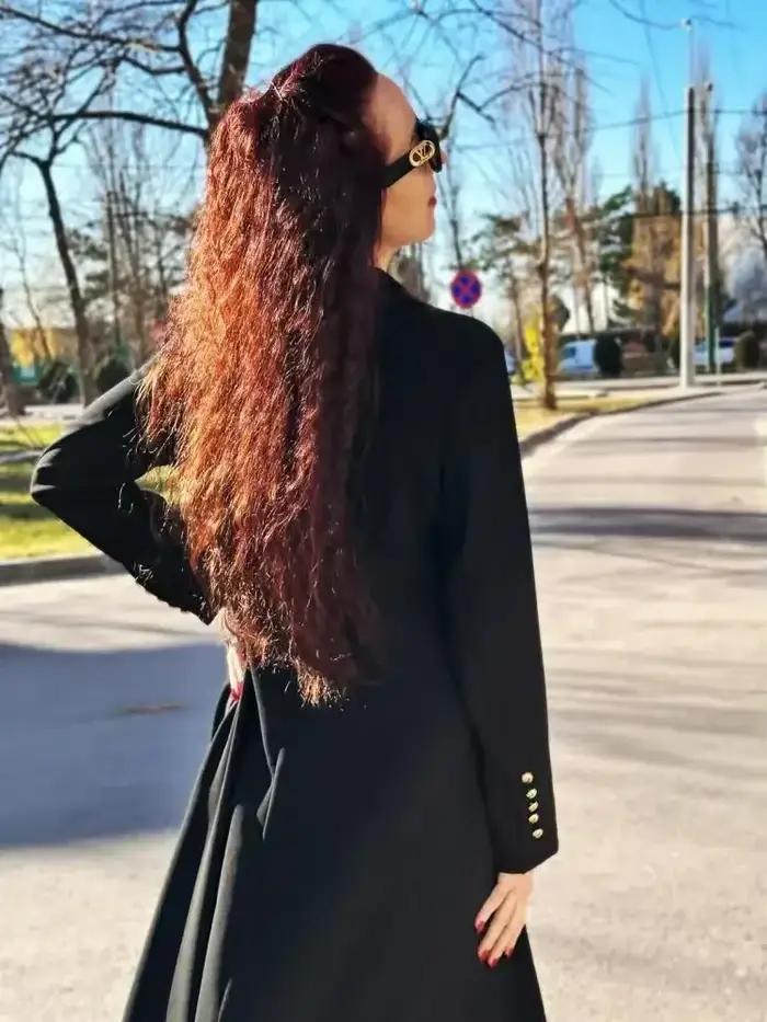Missuoo – manteau Blazer Extra-long noir pour femme, col en v, manches longues, fendu sur le côté, v