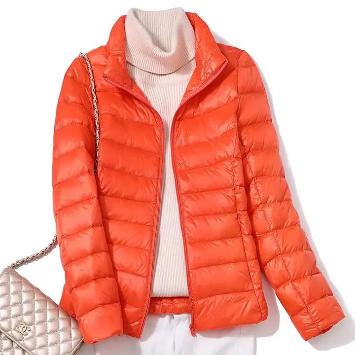 Doudoune à col montant ultra légère pour femme, manteau chaud, vestes d'hiver légères, parc féminin,