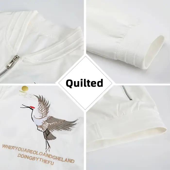 Veste Sukajan brodée Crane pour hommes 2026, Blouson Bomber Harajuku à manches longues, Manteau univ