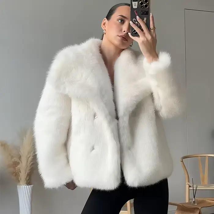 MUJER fausse fourrure manteau poilu femme chaud hiver manteau moelleux femmes nouvelles vestes en pe