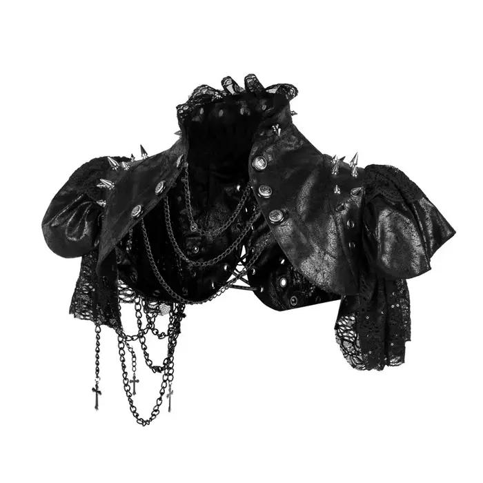 Veste vintage en cuir rouge et dentelle noire pour femme, RiSALE Equiy2k, Costume Steampunk, Vêtemen
