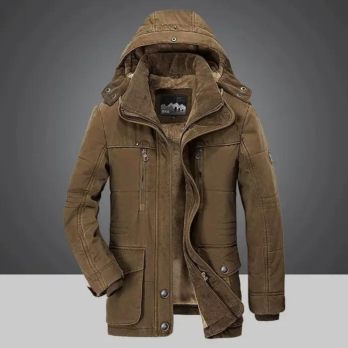 Veste d'hiver pour hommes Parka Plus velours épais multi-poches vestes solide Parkas mâle grande tai