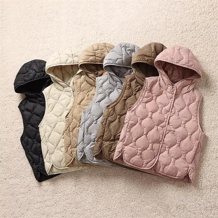 Mode léger à capuche vers le bas Gilet femme court coupe ajustée chaud hiver Gilet bouffant femmes G