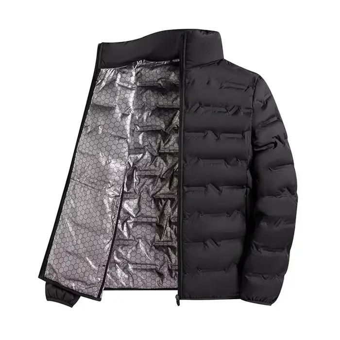 Doudoune Plissée en Graphène Blanc pour Homme, Coupe-vent, Auto-Chauffante, Col Montant, Décontracté