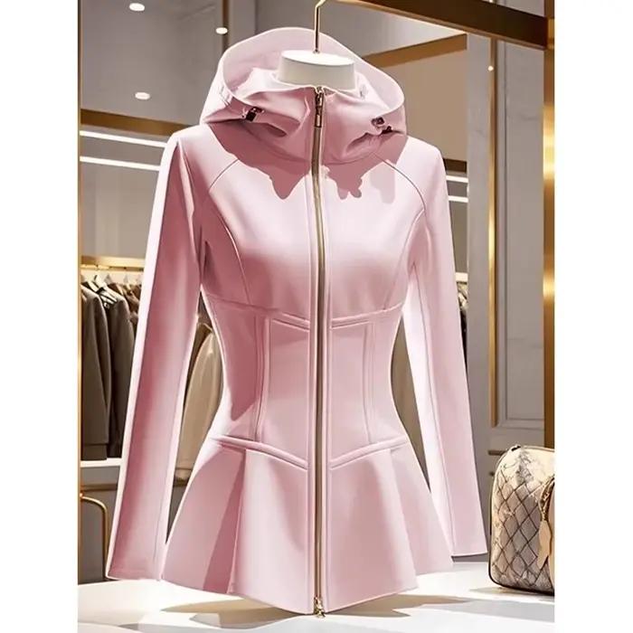 Coréen 2025 automne nouveau tempérament à capuche hauts courts femme de haute qualité à manches long
