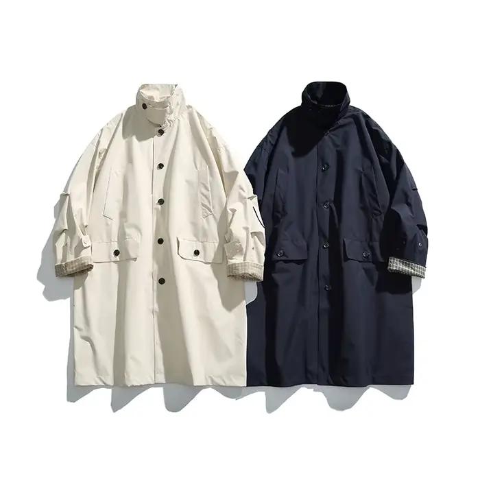 Cityboy-Trench-coat d'extérieur vintage pour hommes, Streetwear japonais, Manteau long surdimensionn