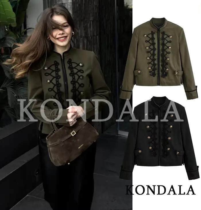KONDALA – Nouvelle veste Napoléon élégante pour femme, tendances printemps 2026, style vintage, cint
