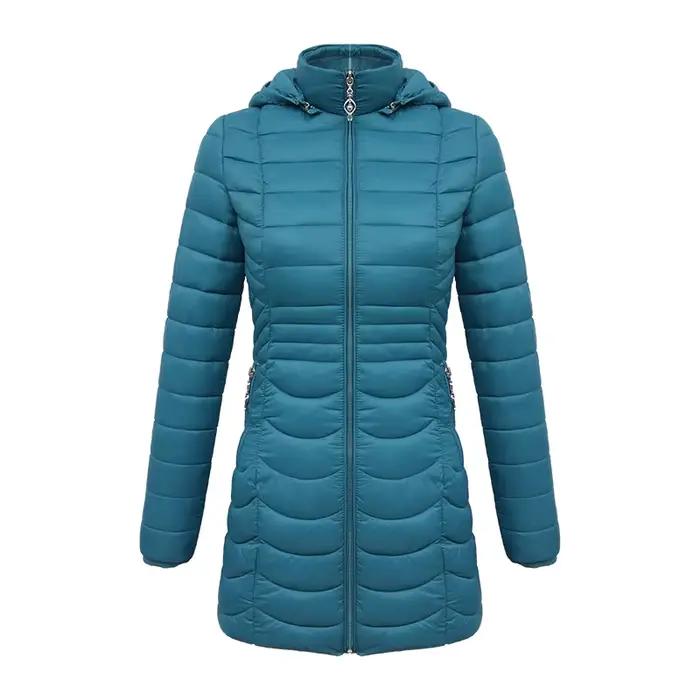 SANTELON – Parka longue et chaude pour femme, manteau bouffant ultraléger rembourré avec capuche amo