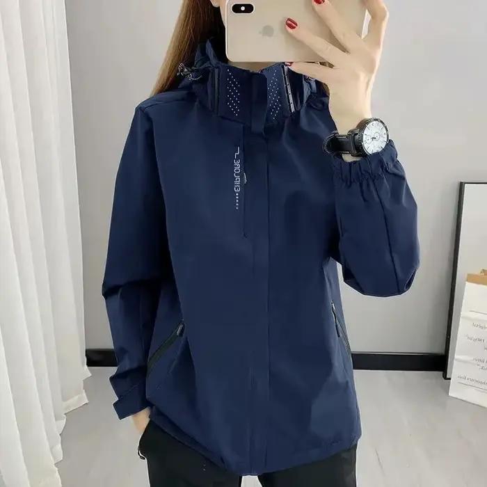 Veste d'extérieur pour femmes, coupe-vent imperméable à capuche, fermeture éclair, randonnée, escala