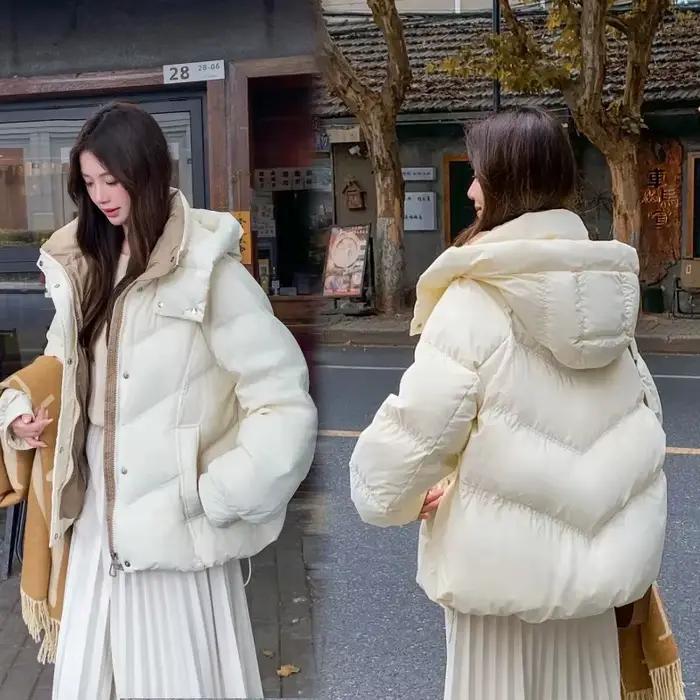 Parka d'hiver à capuche pour femme, doudoune courte, manteau en coton épais, décontracté, rembourré