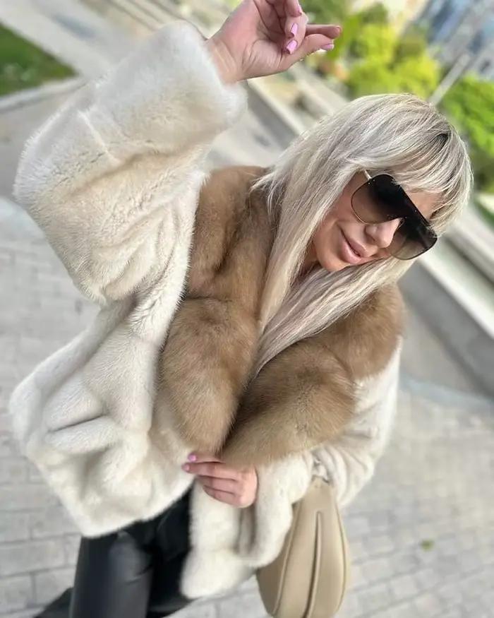 Veste en fourrure de vison pour dames, manteau en fourrure de vison véritable, revers en fourrure de