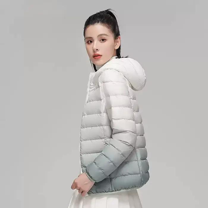 Doudoune dégradée pour femme, veste à capuche ultra légère, coupe couvertes, maintien au chaud, créa