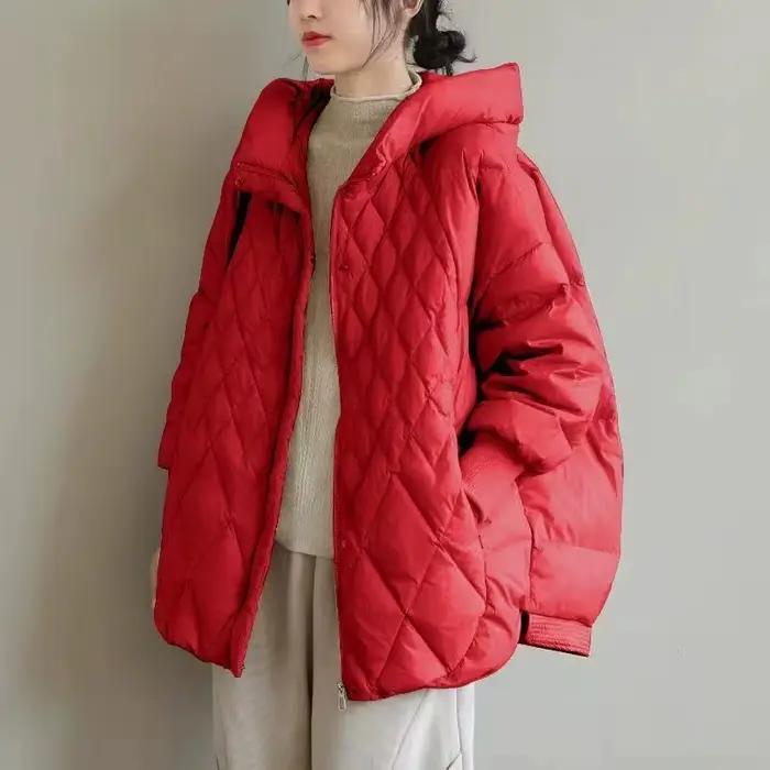 Veste en duvet de coton léger pour femme, pardessus décontracté, vêtements d'extérieur chauds à capu