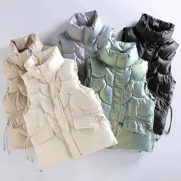 Gilet rembourré en coton imperméable pour femme, veste courte en fibre, gilets d'hiver pour femme, g