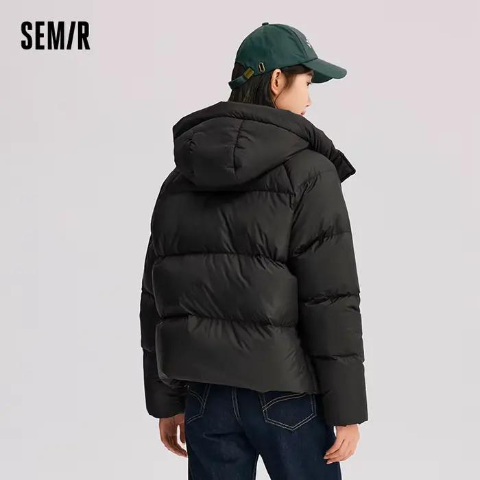 Semir doudoune femmes couleur unie ample polyvalent 2025 hiver nouveau imperméable à l'huile anti-ta