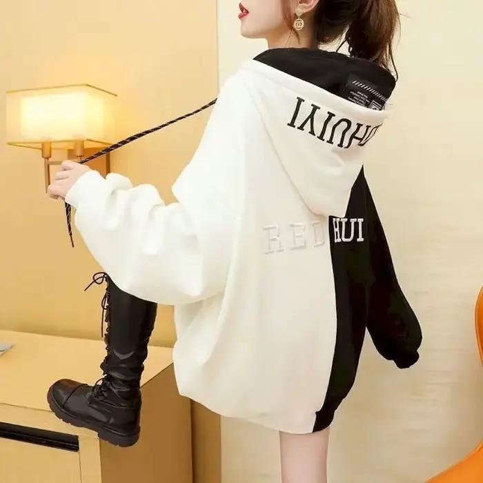 Veste à capuche mi-longue pour femme, manteau assressentipour documents, sweats à capuche en velours