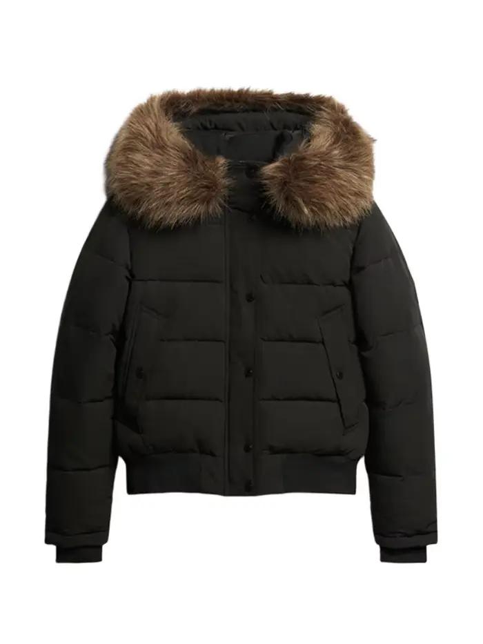 Manteau rembourré à capuche avec col en fausse fourrure pour femme, lanterne élégante, manches longu