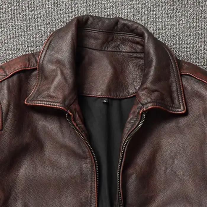 Manteau en cuir véritable de vache 100% pour hommes, style Moto & Biker, Vintage, Slim, mode naturel