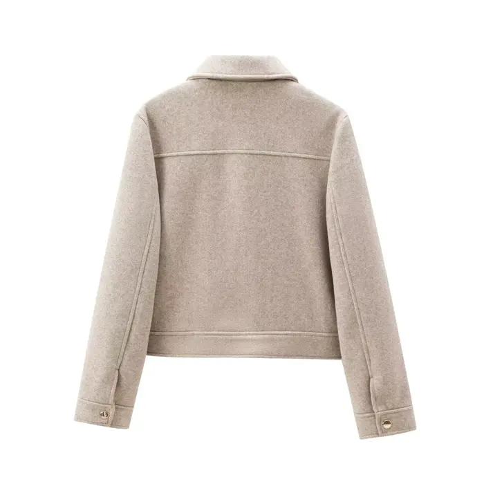 Veste à fermeture éclair pour femme, manteau d'hiver à manches longues avec poches, manteau court de