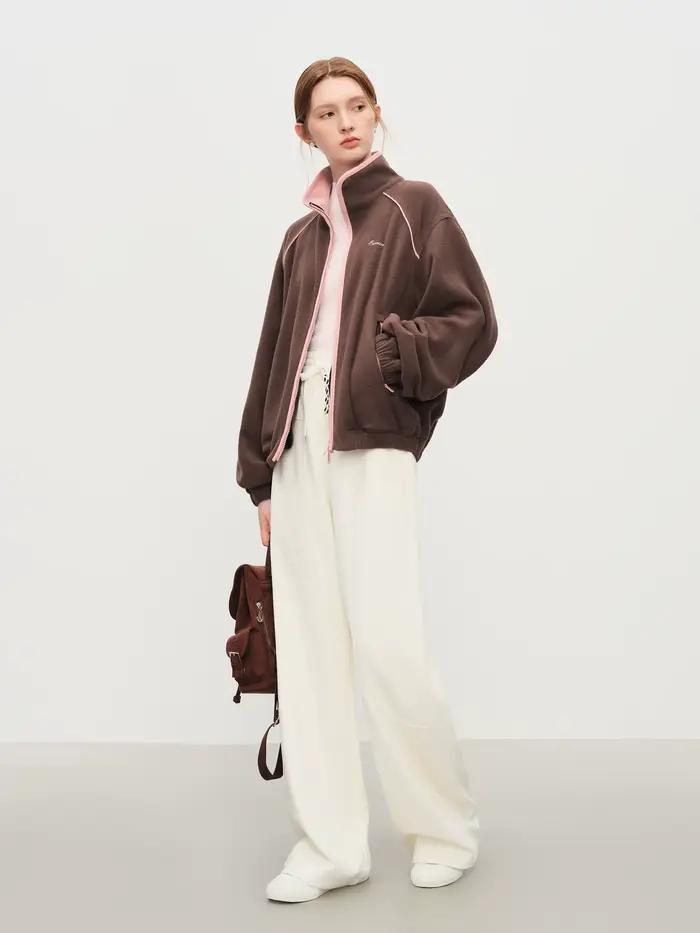 FSLE col montant Raglan Style décontracté veste pour femmes 2025 automne nouvelle couleur contrastée