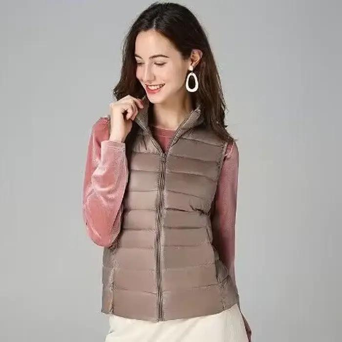 2026 Doudoune sans manches en duvet de canard blanc pour femme, automne hiver, légère et chaude, vêt