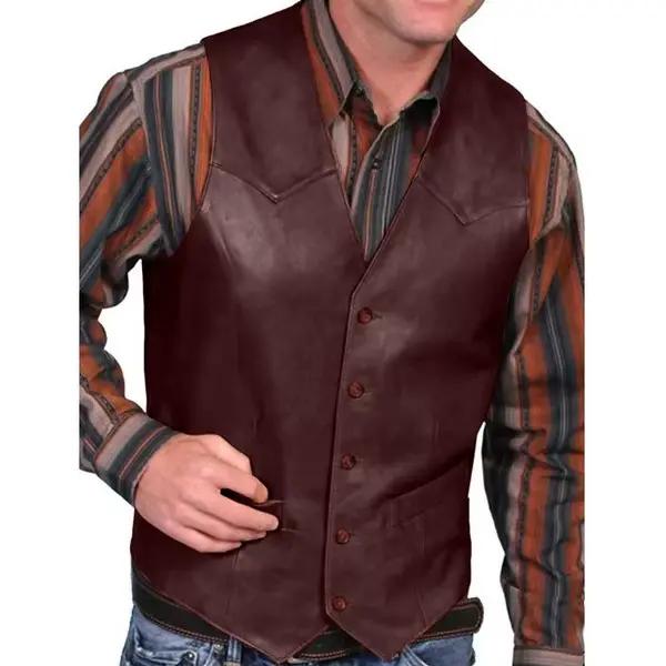 Manteau en cuir rétro à simple boutonnage pour hommes, GlaFashion, Nouveau