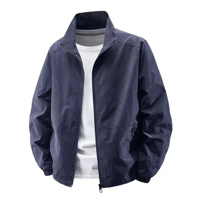Nouveau 2025 hommes printemps automne col montant veste mince décontracté imperméable vêtements d'ex