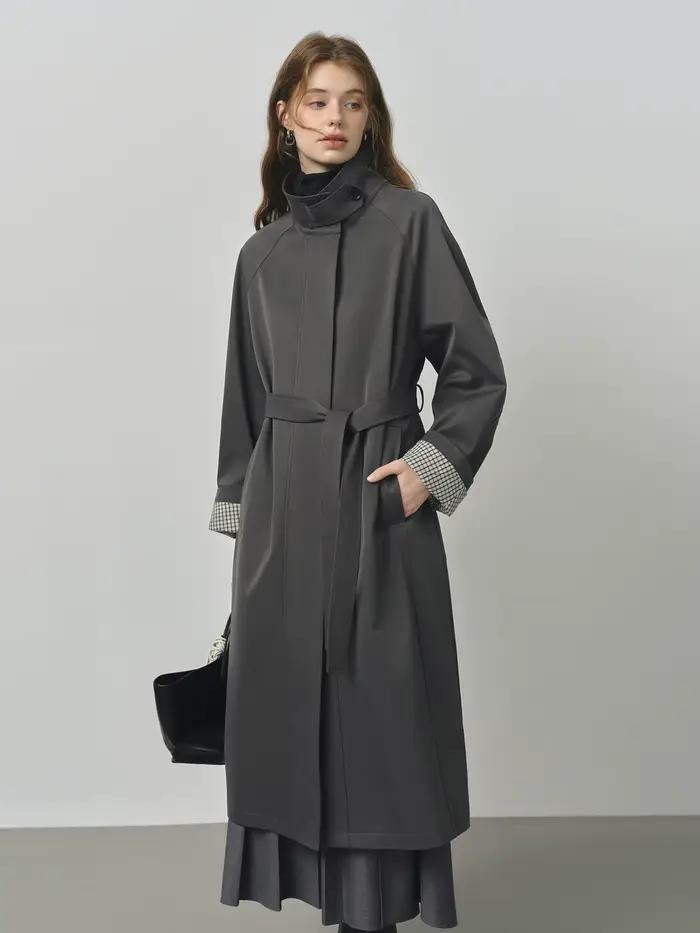 FSLE Style britannique conception col montant coupe-vent Trench veste pour les femmes 2025 automne n