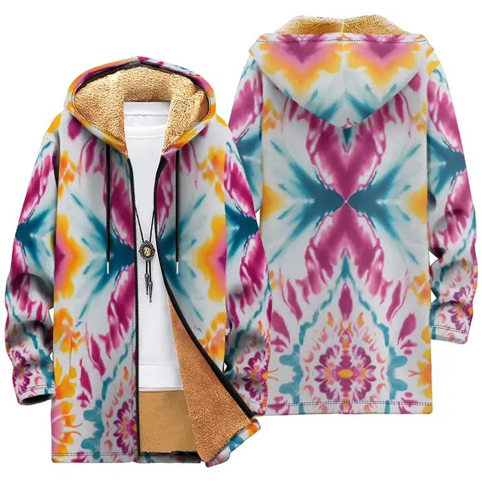 Veste à capuche colorée arc-en-ciel, confortable, unisexe, dégradé de teinture par nouage, imprimé t