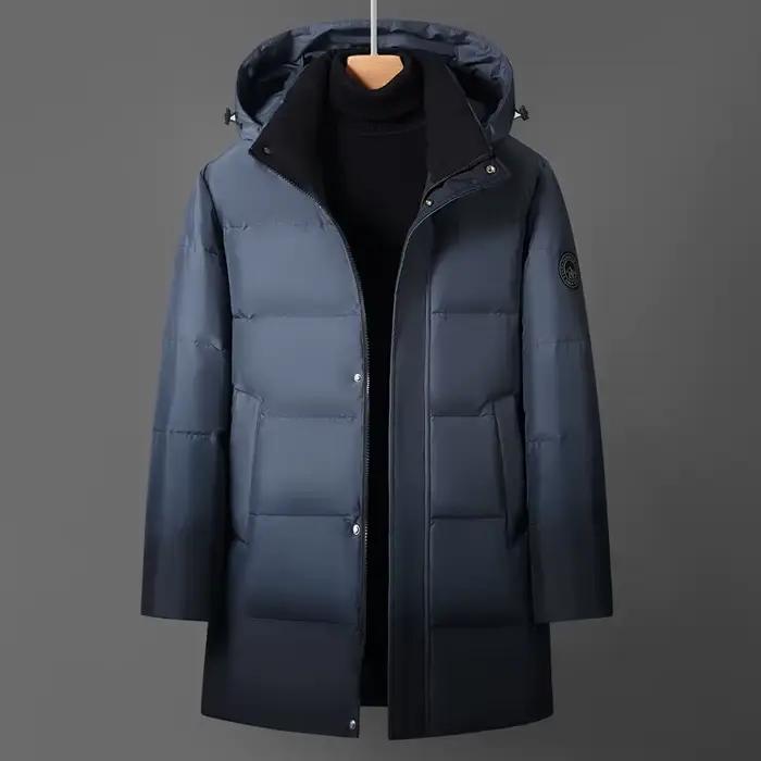 Vestes d'hiver rembourrées de luxe pour hommes, manteaux en duvet d'oie blanche, Parka à capuche, lo