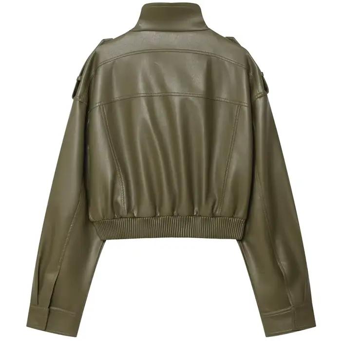 Veste femme veste simili cuir vert femme Demi-saison veste d'extérieur femme automne nouveau dans ma