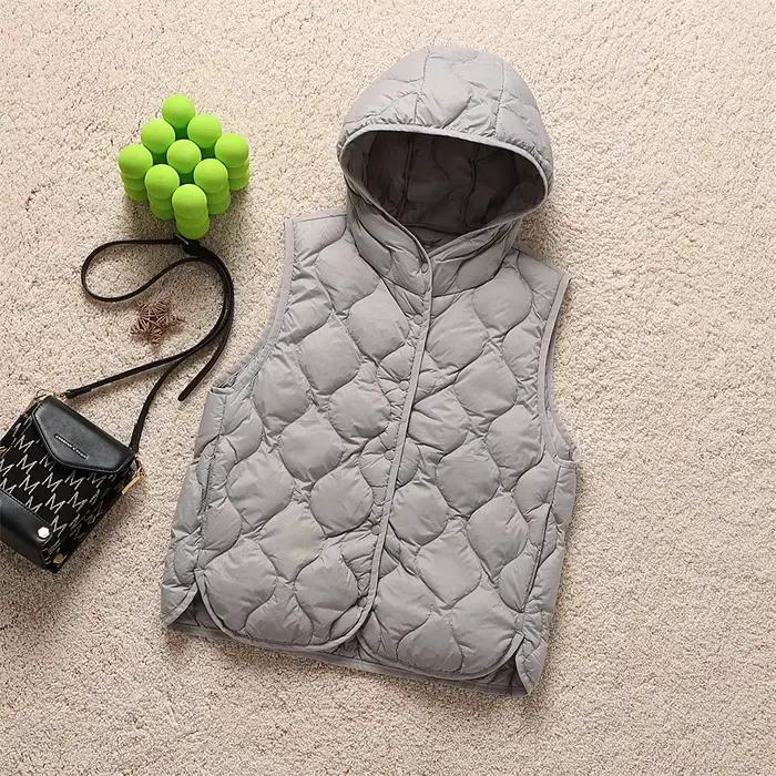 Mode léger à capuche vers le bas Gilet femme court coupe ajustée chaud hiver Gilet bouffant femmes G