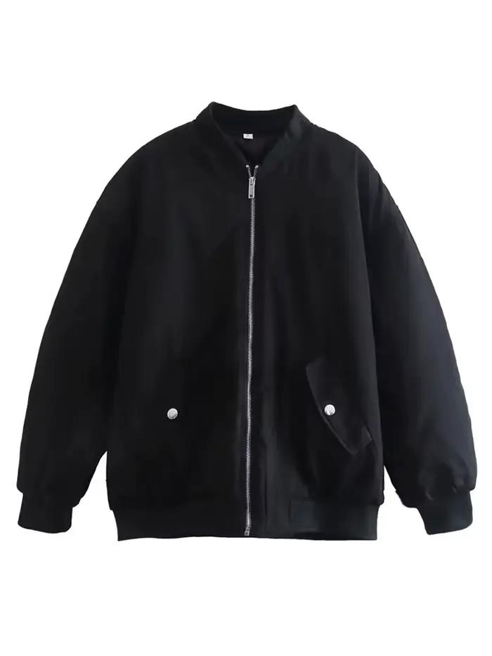 YENKYE – veste bombardier Vintage à manches longues pour femmes, Streetwear, ample, vert, avec ferme