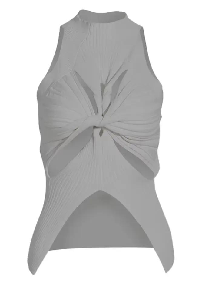 TWOTWurea YLE-Gilets minimalistes à col rond pour femmes, gilets sexy découpés, fibre solide, vêteme