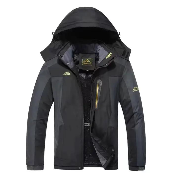 Manteau d'hiver imperméable pour hommes, haut chaud en velours et optique ajoutés, veste de ski adt