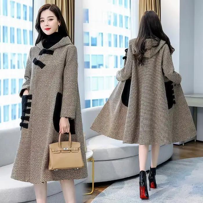 Nouvelle Veste en Laine Automne-Hiver pour Femme, Manteau Ample Style Coréen, Cape Mi-longue en Twee