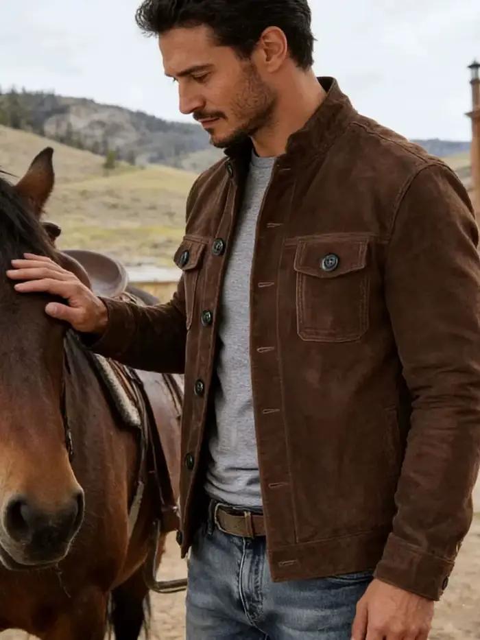 Veste de travail rétro en daim pour homme | Design à revers, style américain classique