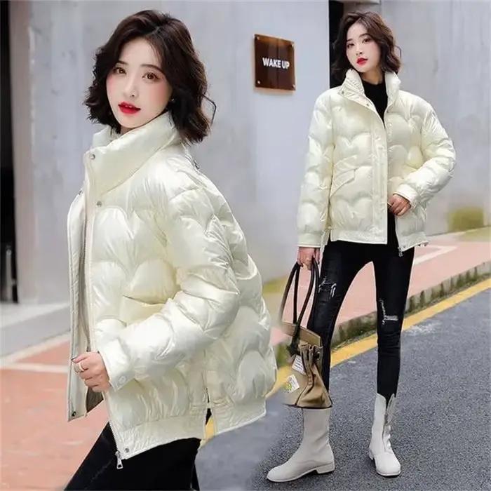 Doudoune brillante pour femme, manteau en coton rembourré, parkas optiques chaudes, vêtements d'exté