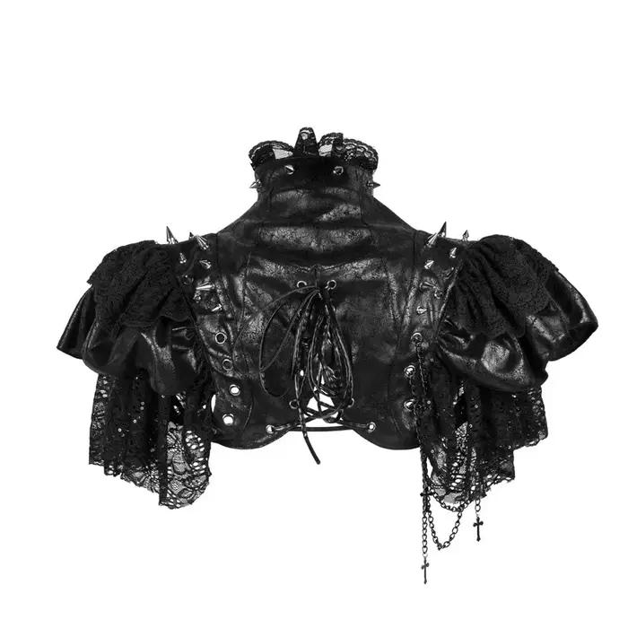 Veste vintage en cuir rouge et dentelle noire pour femme, RiSALE Equiy2k, Costume Steampunk, Vêtemen
