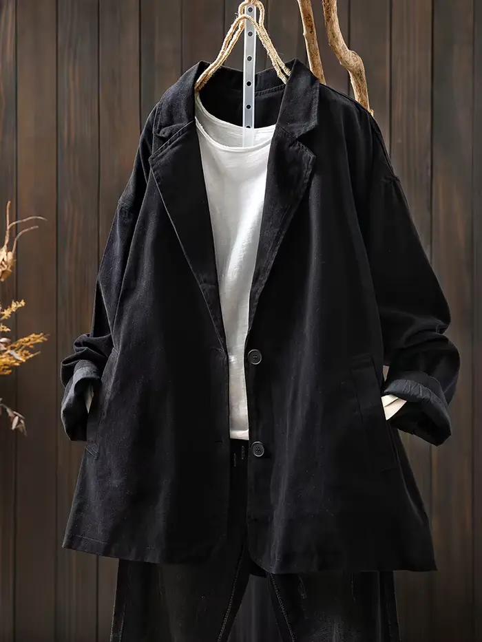 Haute qualité femmes décontracté manteaux sur mesure nouveauté 2025 automne Style Vintage couleur unie ample femme coton vêtements d'extérieur M1895