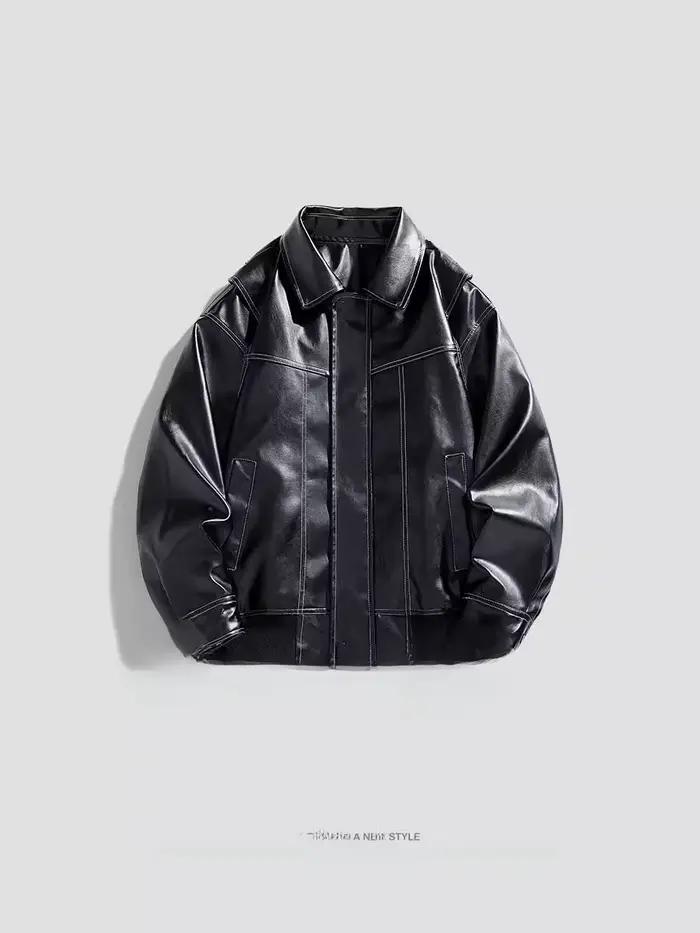 Veste en cuir PU de style américain pour homme