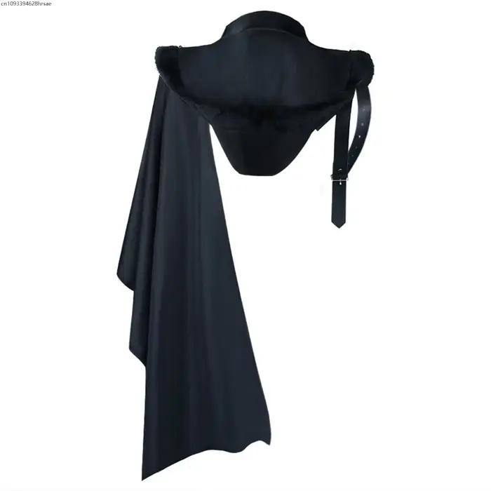 OP Armure médiévale Cape noire simple épaule gothique Punk à lacets Renaissance croisé équipement Halloween Cosplay Costume Cape adulte