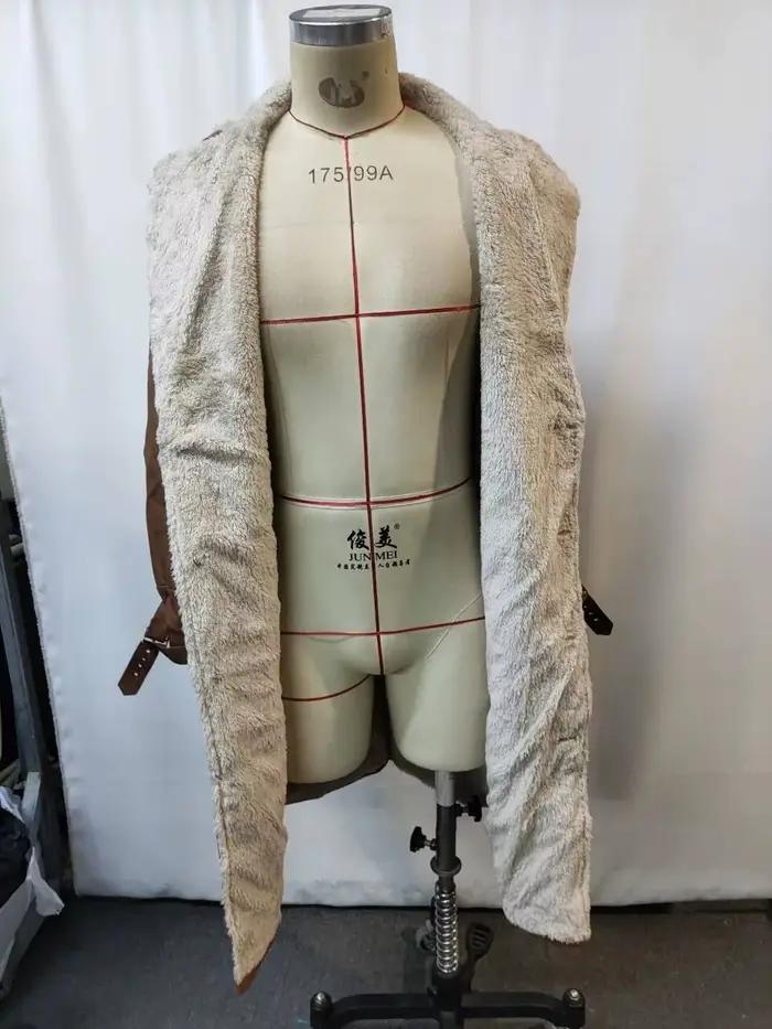 Vestes longues rétro pour hommes, manteau chaud en polaire et cuir PU, vêtements d'extérieur décontractés de style Cowboy, manteau marron coupe-vent pour homme, automne et hiver