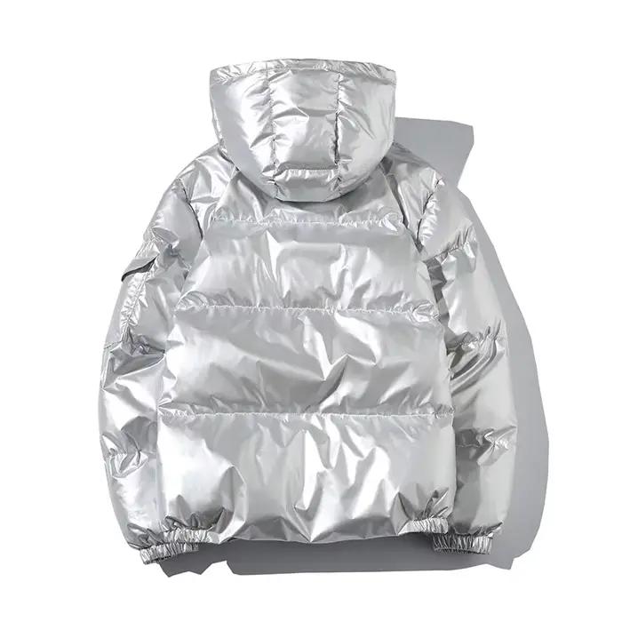 Doudoune à capuche brillante pour femme