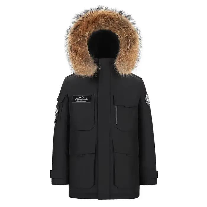 Mode Parkas mâle décontracté chaud doudoune nouveau hiver hommes à capuche col de fourrure canard vers le bas manteaux