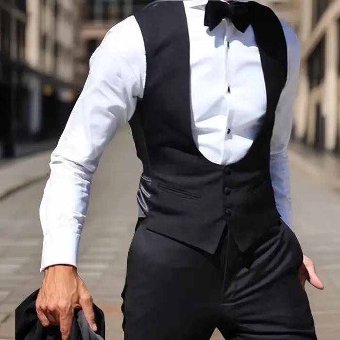 Gilet en Glafor Noir pour Homme Style Décontracté et Élégant Polyester et Rayonne Coupe Slim Polyvalent pour Toutes les Occasions ```