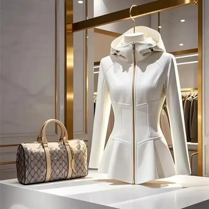 Manteau Femme Automne Hiver Coréen Bleu Ciel Court Décontracté Haute Qualité