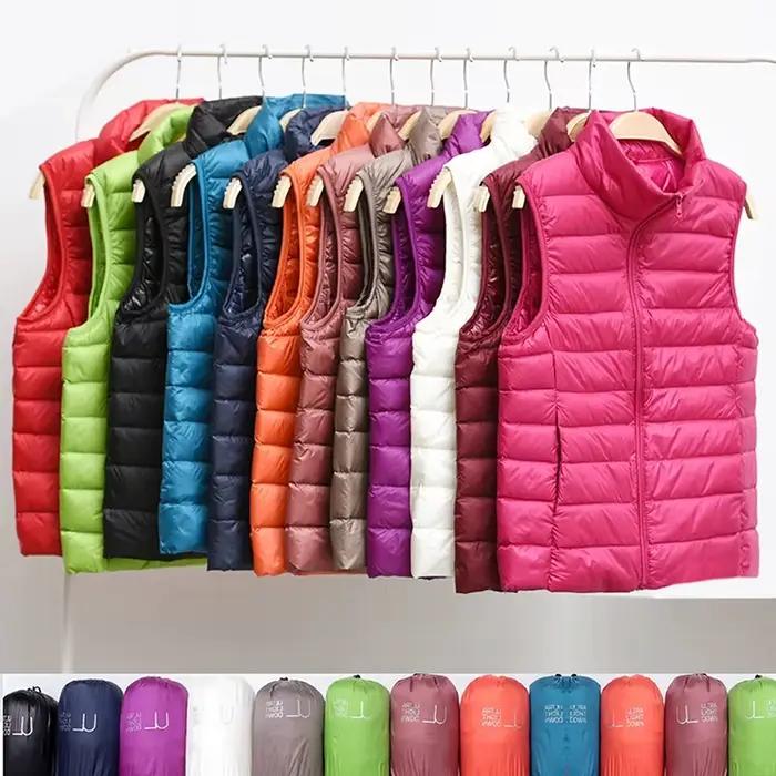 Gilet en duvet ultra léger pour femme, veste en fibre mince, gilet portable pour fille, léger, coupe-vent, toutes saisons, nouveau, 2023