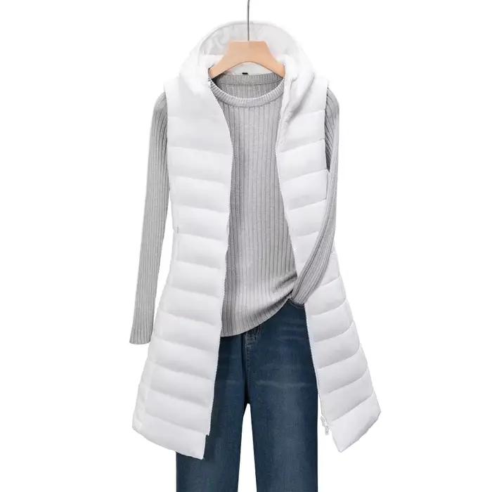 Veste légère à capuche mi-longue pour femme