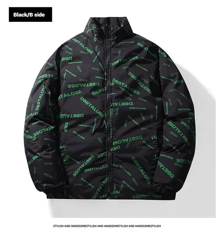 Doudoune réversible pour hommes automne hiver col montant épaissi bouffant coton manteau chaud Streetwear